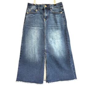 Mason Belle Denim Jean Skirt sz 0 /25 High Rise Long‎ Front Slit boho Cowgirl
